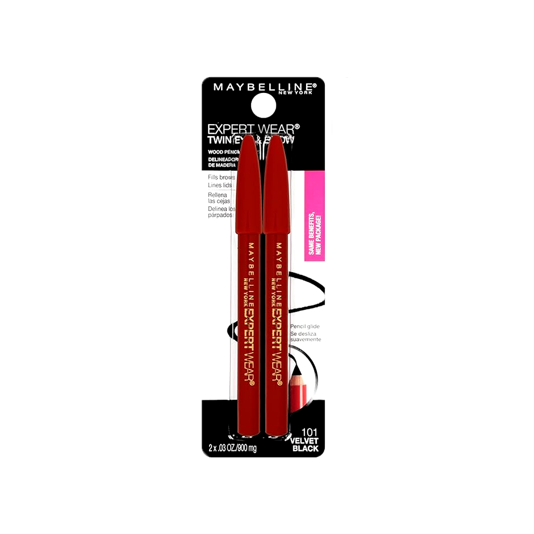 Maybelline Expert Wear Twin Brow & Eye Pencil – Velvet Black (4 Pencils)