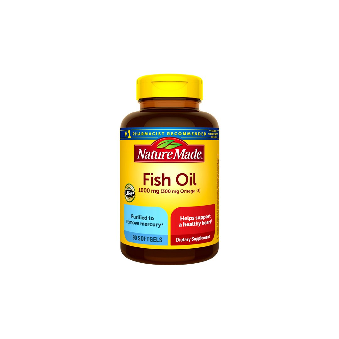 Nature Made Fish Oil 1000mg – 90 Softgels | Omega-3 Supplement for Heart Health