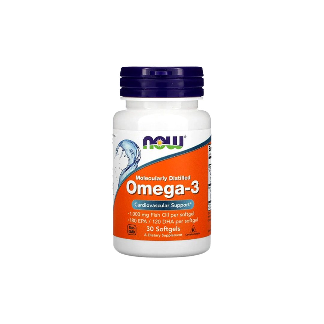 NOW Foods Omega-3 1000mg – 180 EPA / 120 DHA | Cardiovascular Support | 30 Softgels