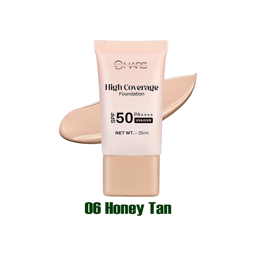 MARS SPF50 PA++++ High Coverage Foundation – 06 Honey Tan (25ml)